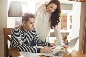 young couple reviewing their finances